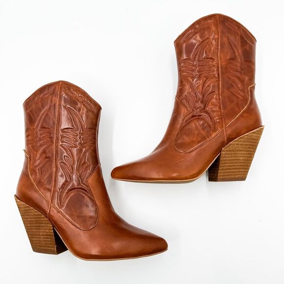 Jeffrey Campbell Leather Midpark Western Boots Ankle Pointed Toe Booties Size 7 - Picture 6 of 10